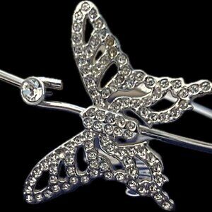 Swarovski Swan Butterfly Bracelet Pave Clear Crystals 6-1/2”